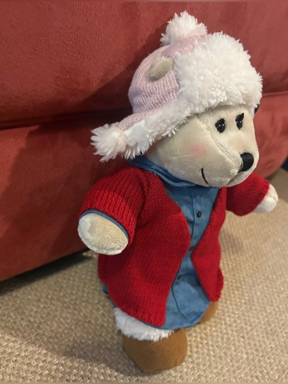 Starbucks 2016 Barista Girl Bear Plush  W/ Tag Red Sweater Pink Hat Boots